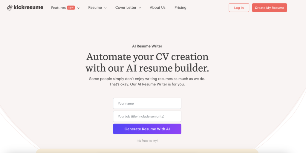 Kickresume ai resume builder